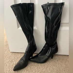 Black high heeled boots